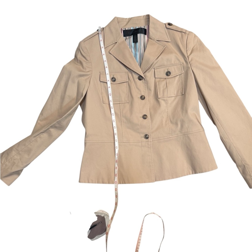 Apostrophe Tan Utility Jacket Women’s Size M Button Front Cotton Blend - Picture 5 of 10